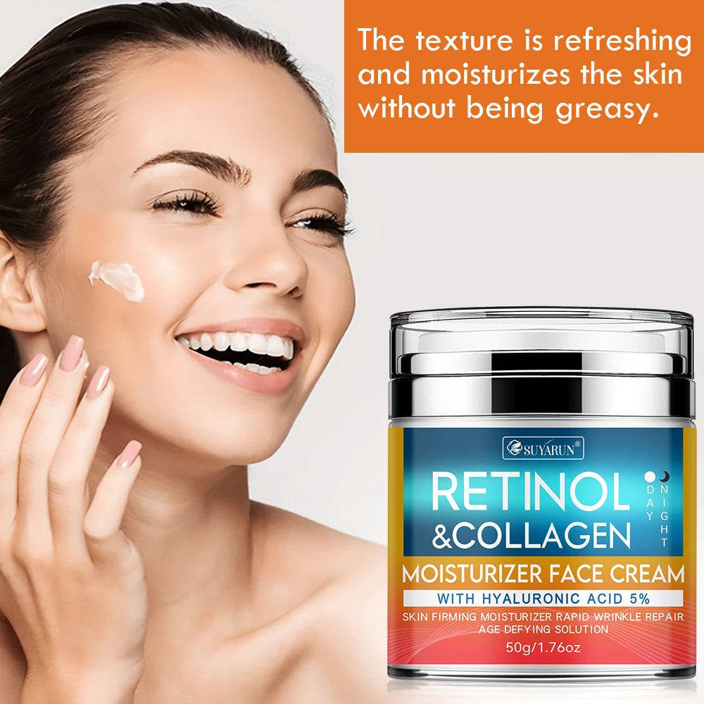 SUYARUN Retinol And Collagen Face Cream Anti-Aging Deep Hydration Moisturizer Firming Youthful Glow Skin Care for Face. Peaceful Pleasures Health and Wellness