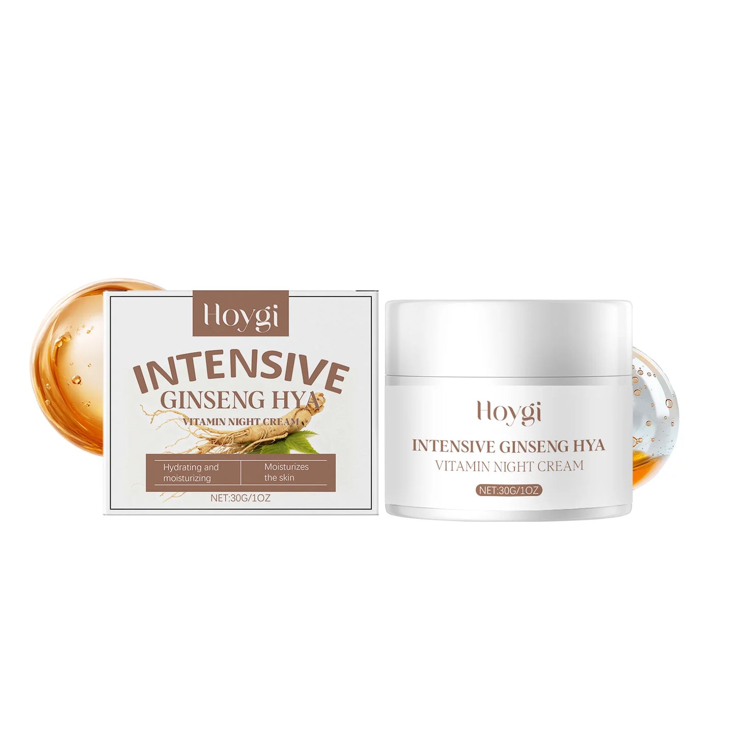 Ginseng Night Cream Hyaluronic Acid Face Cream Antioxidant Brightening Skin Tone Repair Skin Barrier Nourishing Night Skin Care Peaceful Pleasures Health and Wellness 30g boxed