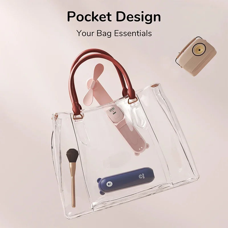 Portable Handheld Fan Mini Electric Fans USB 2000mAh Recharge Hand Held Small Pocket Fan with Power Bank Long Battery Life Peaceful Pleasures Health and Wellness