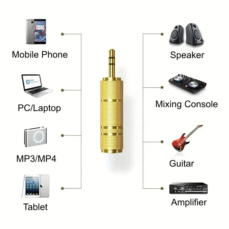 Musical Instrument HiFi Sound Gold Plated Audio Adapter 65mm To 35mm Jack Converter for Headphone and Amplifier Peaceful Pleasures Health and Wellness