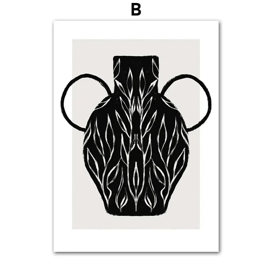 1pc frameless Canvas painting Black White Minimalist Girl Body Bohemian Flower Vase Poster Print Canvas Painting Abstract Wal Peaceful Pleasures Health and Wellness B 20x30cm Unframed