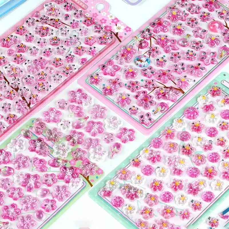3D Cherry Blossom Stickers – Scrapbooking & Notebook Decals