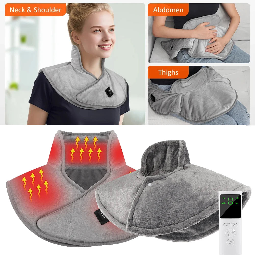 Neck and Shoulder Heating Pad Electric Hot Compress Shawl Back Wrap Home Office Abdomen Menstrual Warming Soft Mat Peaceful Pleasures Health and Wellness
