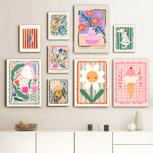 Colorful Flowers Minimalism Abstract Posters Wall Art Prints Decoration Canvas Painting Pictures Bedroom Living Room Decor Mu Peaceful Pleasures Health and Wellness