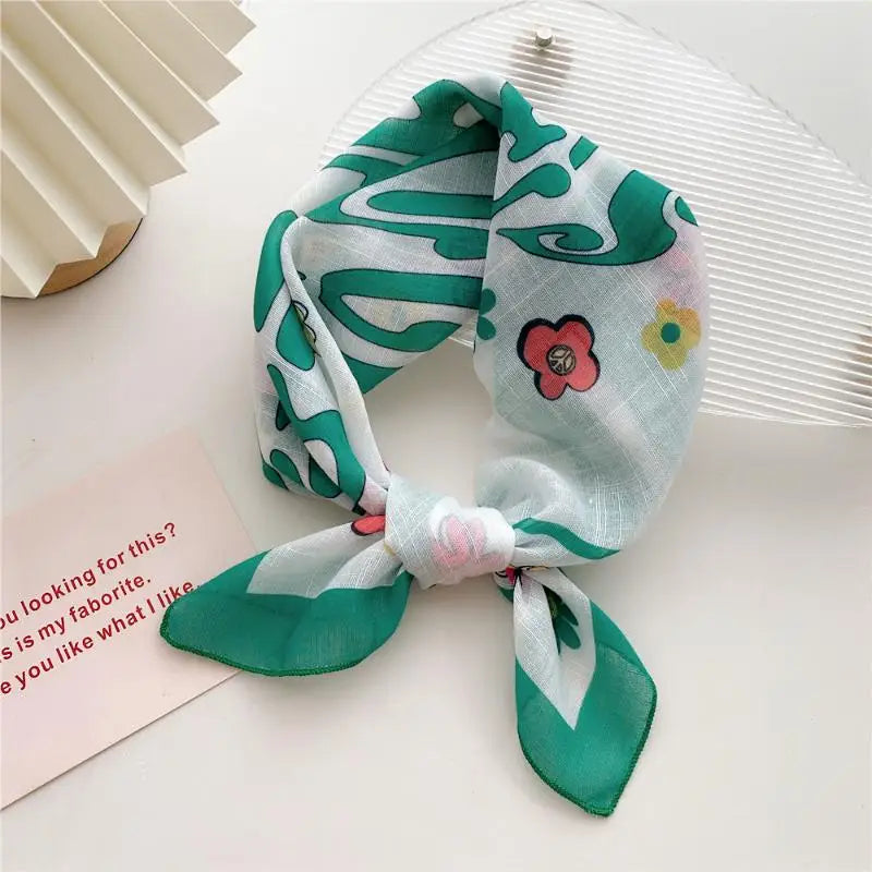 58cm Square Scarf – Handkerchief Print Neck, Hair & Bag Wrap