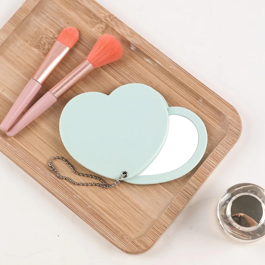 Heart Shaped Compact Makeup Mirror – Double-Sided Pocket Mirror