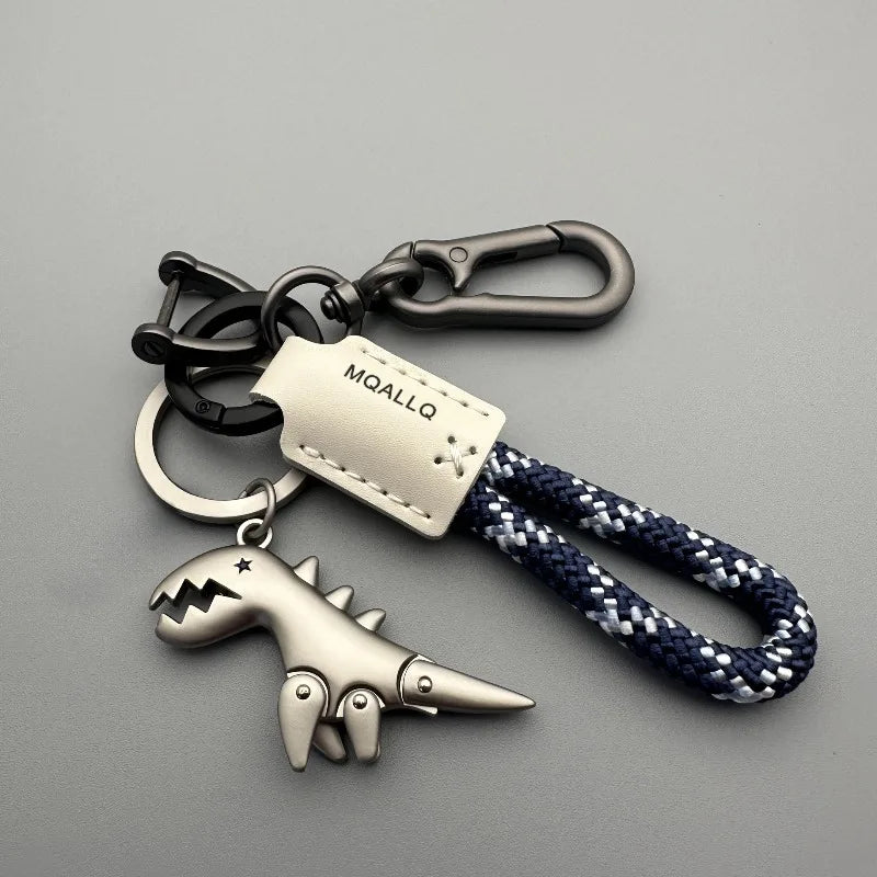 Cute Cartoon Dinosaur Keychain – Zinc Alloy & Leather Rope