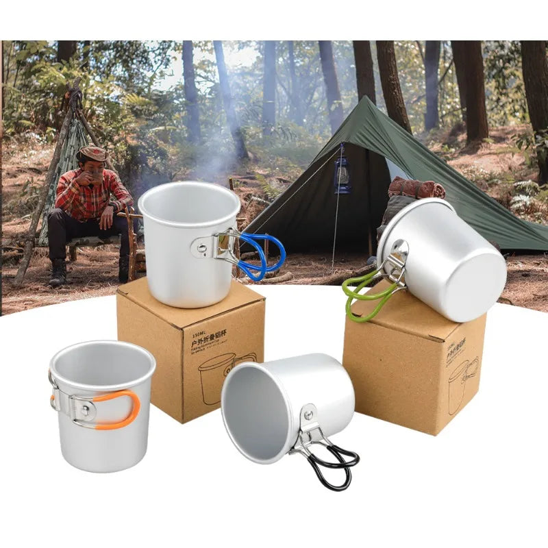 150ml Aluminum Alloy Folding Camping Cup Lightweight Portable Outdoor Mug for Beer Coffee Suitable for Camping Hiking Traveling Peaceful Pleasures Health and Wellness