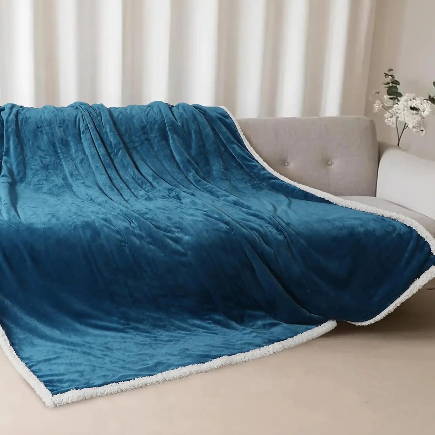 Twin Electric Heated Blanket – Dual-Sided Flannel & Sherpa, 10 Settings Peaceful Pleasures Health and Wellness