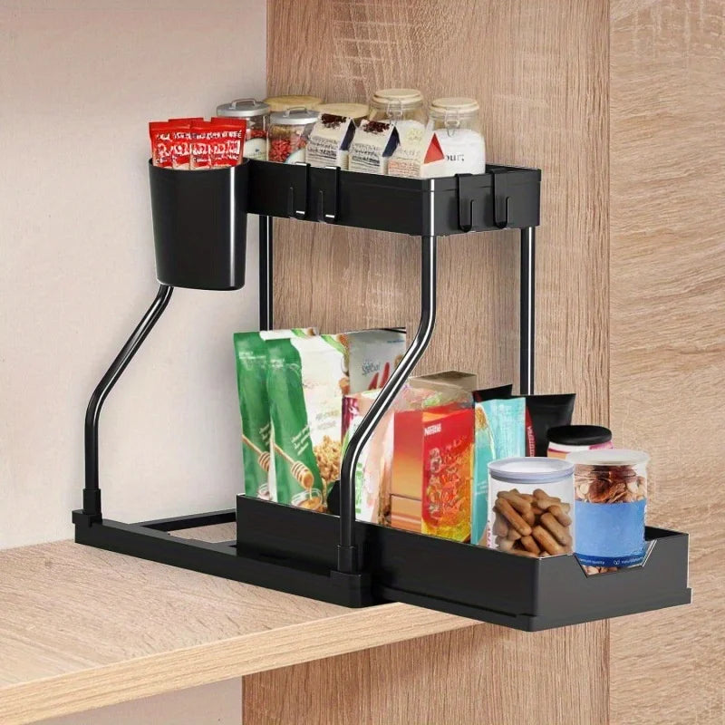 Multi-Layer Pull-Out Kitchen & Bathroom Storage Rack Organizer