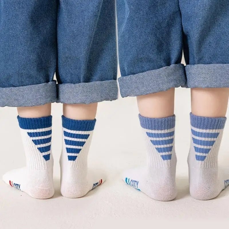 Kids Cotton Sport Socks 5 Pairs | Letter Print Boys & Girls