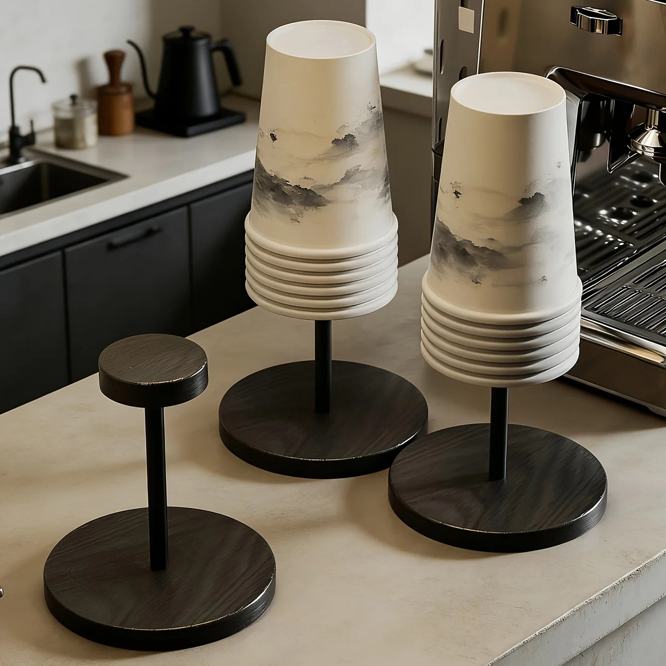 Disposable Cup Dispenser Desktop Holder & Coffee Bar Organizer