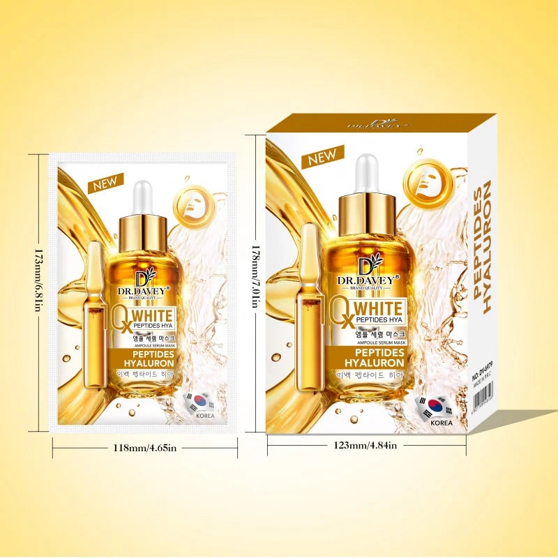 DR.DAVEY Peptides Hya Facial Mask Sheet Facial Care Moisturizing and Tender Skin Easy to Absorb Portable 10 Tablets/Box Peaceful Pleasures Health and Wellness