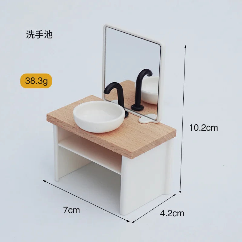 1:12 Dollhouse Simulation Bathroom Toy White Wash Basin Dollhouse 1/12 Dollhouse Simulation Toilet Model Furniture Miniature Peaceful Pleasures Health and Wellness sink