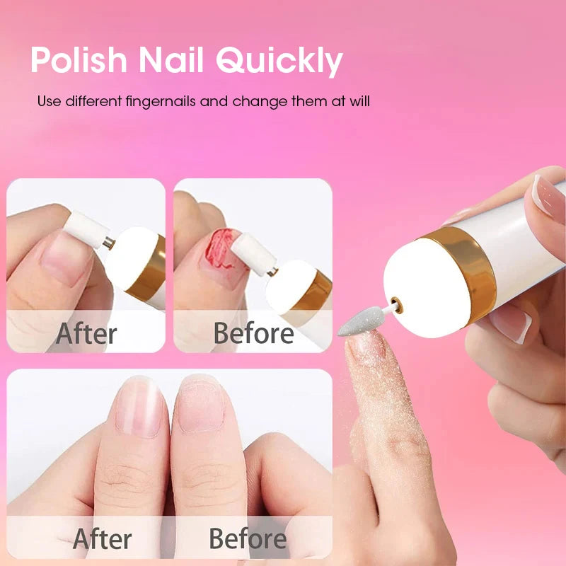 Electric Nail Polisher Portable Mini 5-in-1 Multi-functional Nail Care Machine for Nail Gel Removal Polishing Nail Art Peaceful Pleasures Health and Wellness