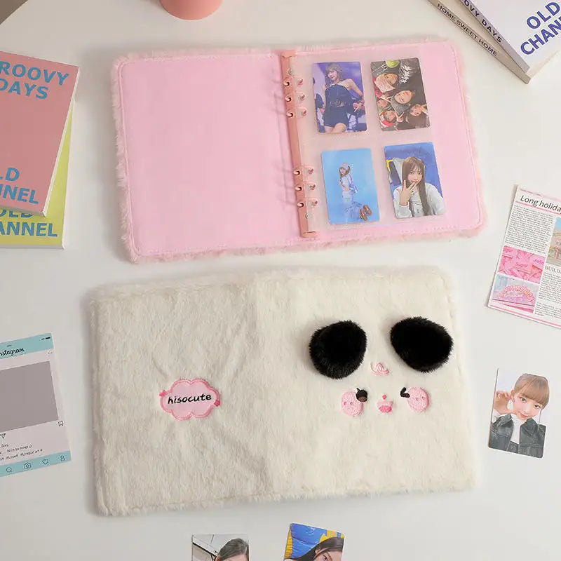 Cute Plush A5 Binder Collect Book Cover Stars Photo Cards Collect Book Storage Album Hardcover Notebook Stationery Supplies Peaceful Pleasures Health and Wellness
