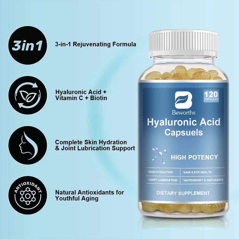 Hyaluronic Acid Capsules – Skin Hydration & Joint Flexibility Support Skin Care Supplement Peaceful Pleasures Health and Wellness