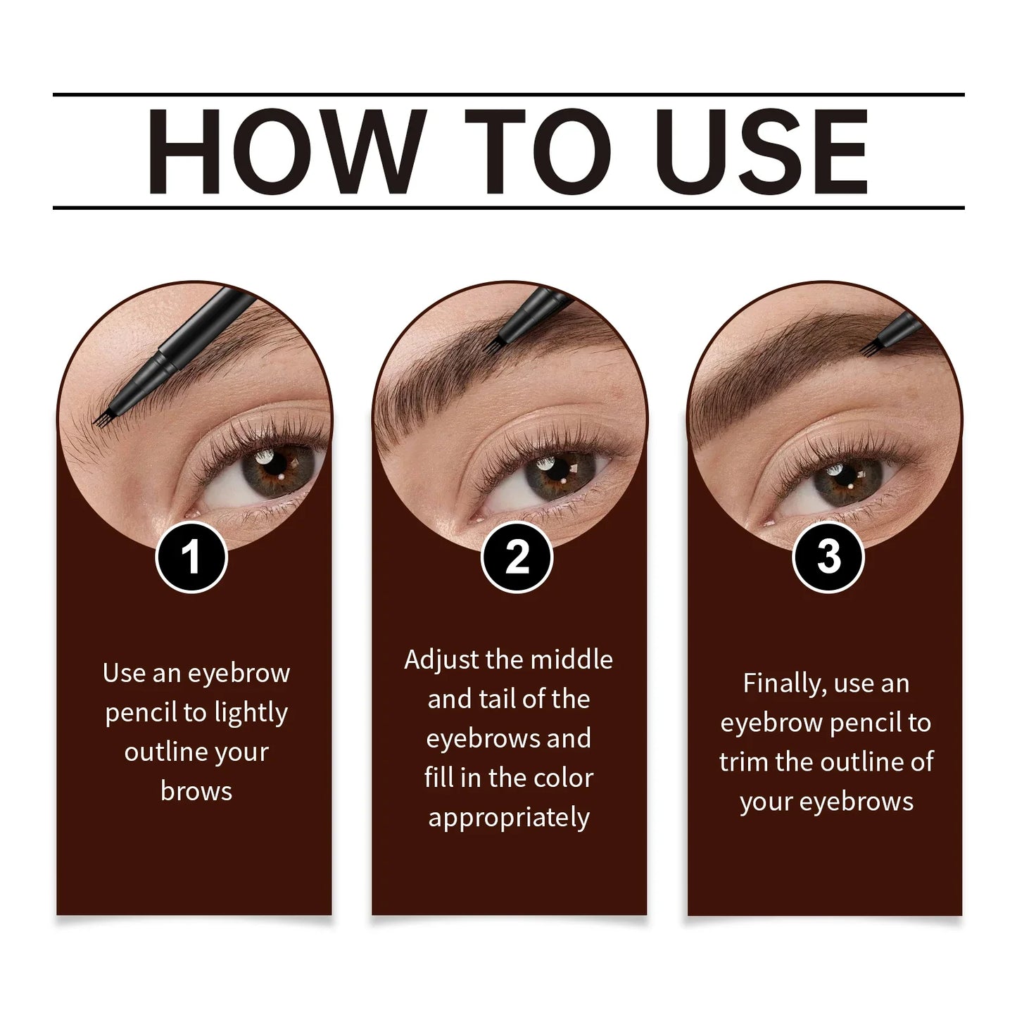 Eelhope 4-Pronged Eyebrow Pencil – Waterproof 3D Natural Look