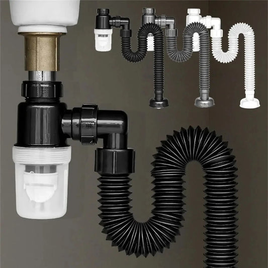 Flexible Sink Drain Pipe Odor Barrier 3" Universal Fit ABS Sink Drain Pipe Peaceful Pleasures Health and Wellness