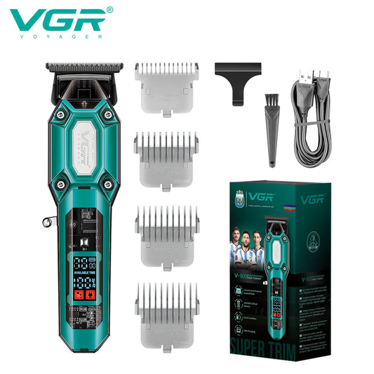 VGR 900 T-shaped blade hair clipper cordless transparent body hair clipper electric rechargeable professional men's hair clipper Peaceful Pleasures Health and Wellness 900 green