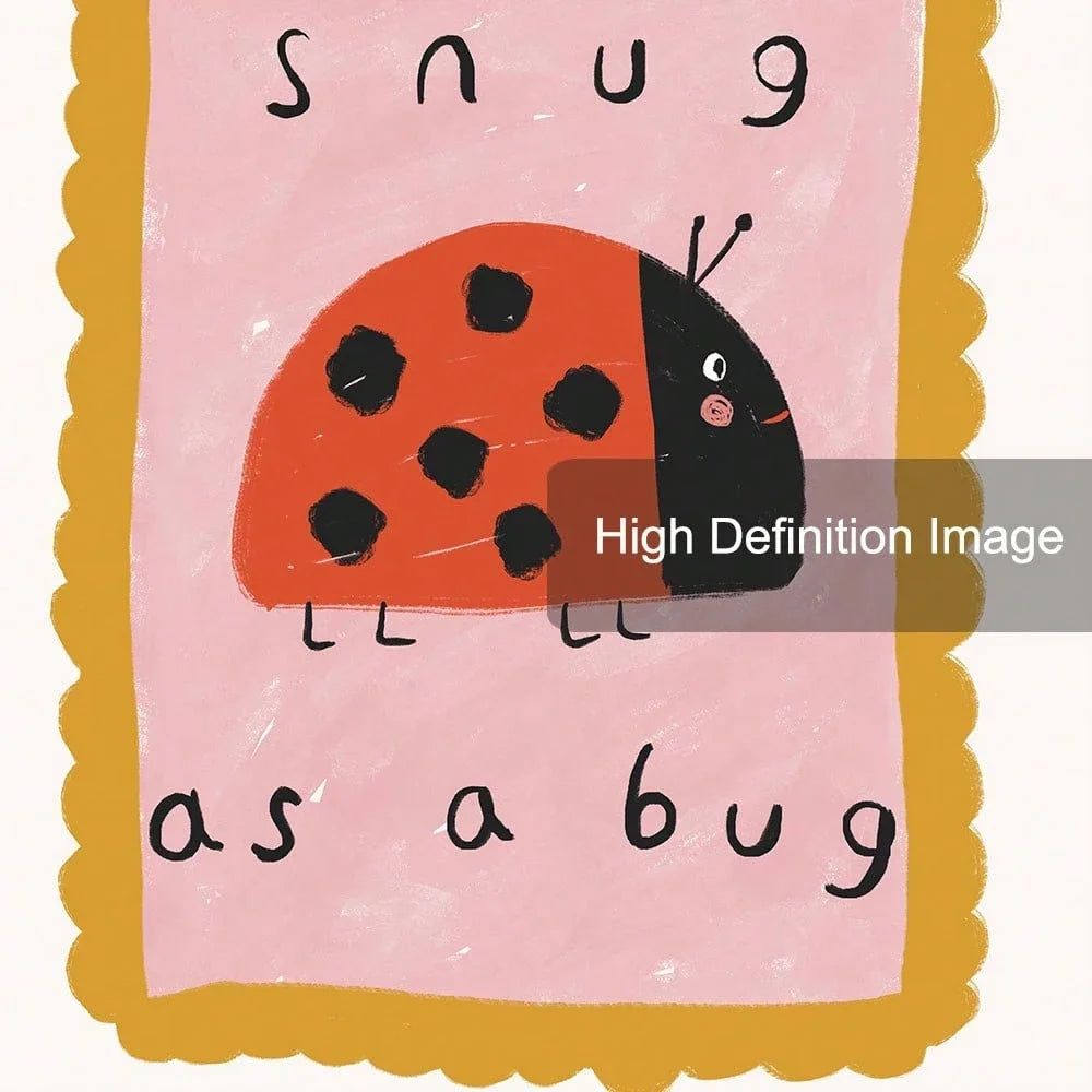 Cute Ladybug Kids Canvas Wall Art | Nursery & Bedroom Decor Kids Canvas Wall Art Peaceful Pleasures Health and Wellness