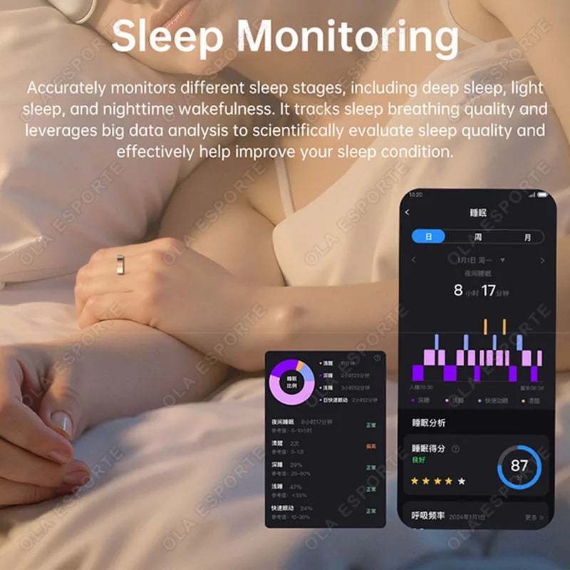 2026 New Smart Ring Heart Rate Blood Pressure Sleep Monitoring Motion Tracking IP68 Waterproof Men Women Smart Ring Holiday Gift Peaceful Pleasures Health and Wellness