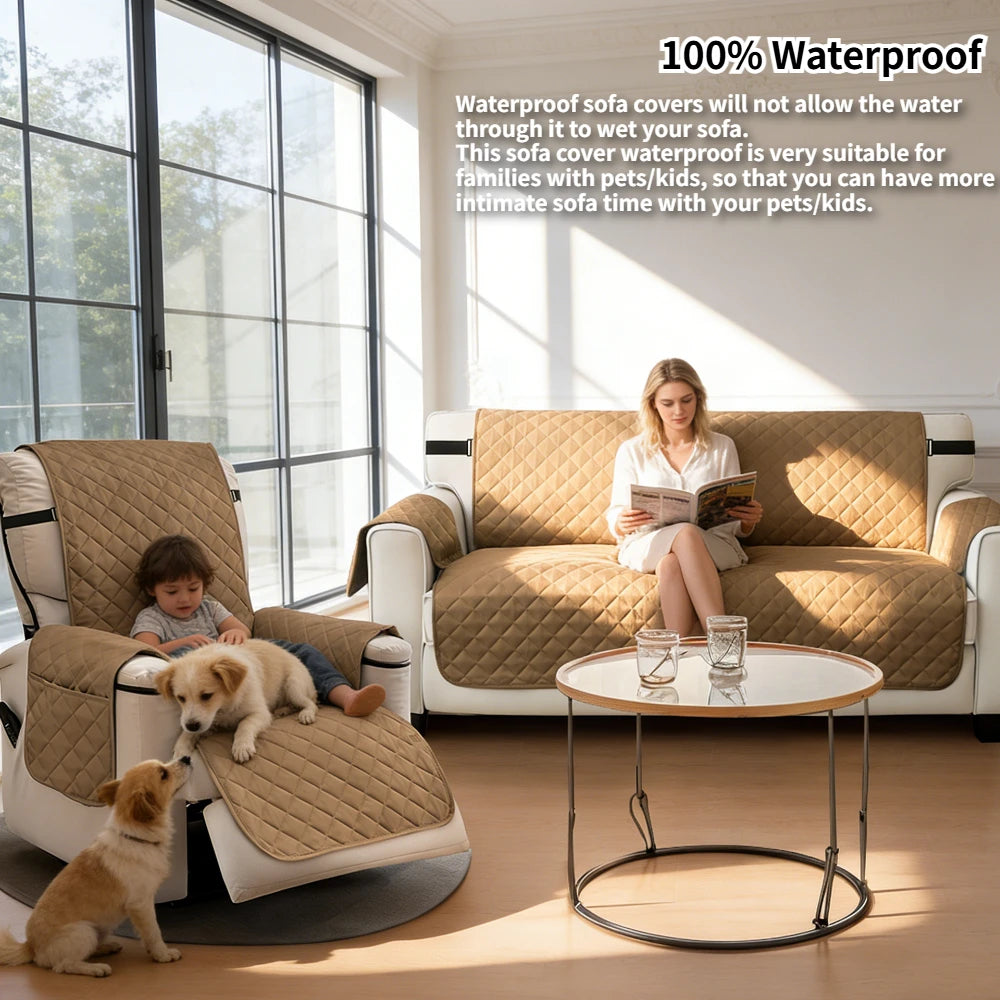 Waterproof Sofa Cover Quilted Anti-wear Couch Covers for Dog Pet Kids Recliner Armchair Furniture 1/2/3/4 Seater Protector Peaceful Pleasures Health and Wellness