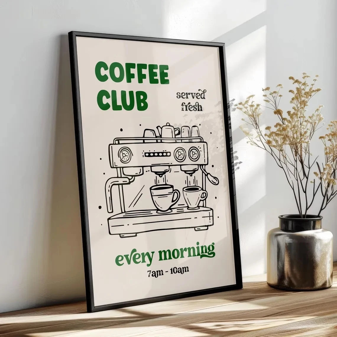 Barista Coffee Club Canvas Wall Art Print | Café Poster