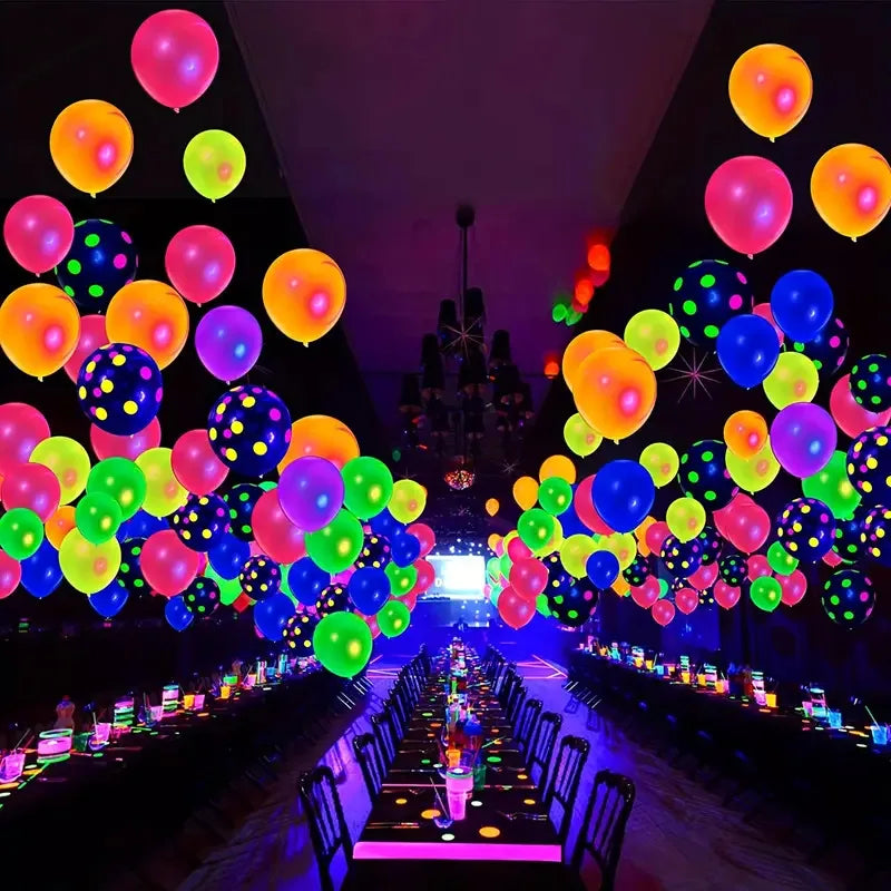 100PCS Fluorescent Balloons Glow In The Dark Luminous Dots Latex Balloon For Birthday Wedding Party Decoration Kids Gifts Toys Peaceful Pleasures Health and Wellness