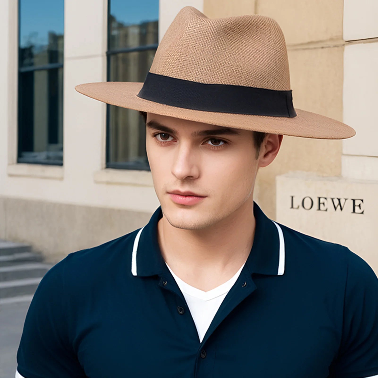 Hot Fashion Summer Casual Unisex Beach Trilby Large Brim Jazz Sun Hat Panama Hat Paper Straw Women Men Cap With Black Ribbon Peaceful Pleasures Health and Wellness