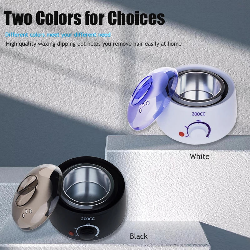 200ML Wax Heater For Hair Removal Hands Feet Depilatory Wax Melting Machine Warmer Dipping Pot Kit / 200g Hard Wax Beans Peaceful Pleasures Health and Wellness