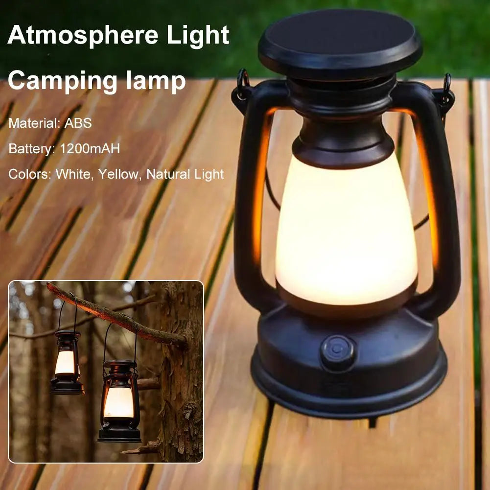 Vintage Rechargeable LED Camping Lantern | Hanging Garden Lamp