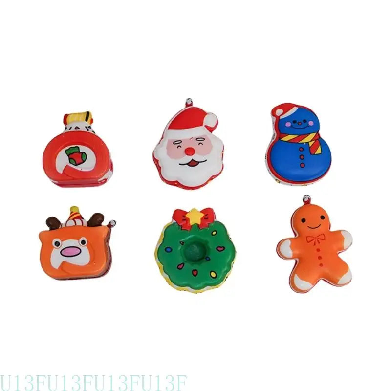 Christmas Squeeze Toys Santa Snowman Stress Relief 6pc Kids Gift