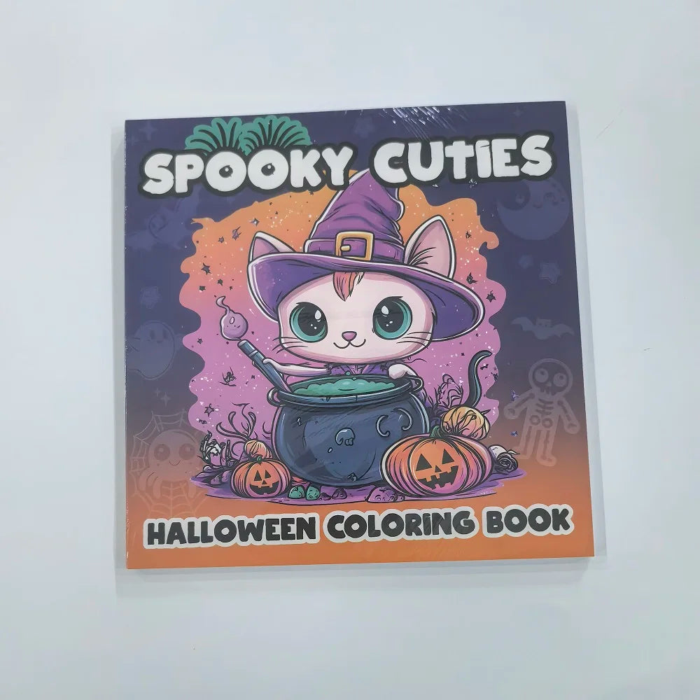 Halloween Spooky Cute Coloring Book Stress Relief Art Kids Adults