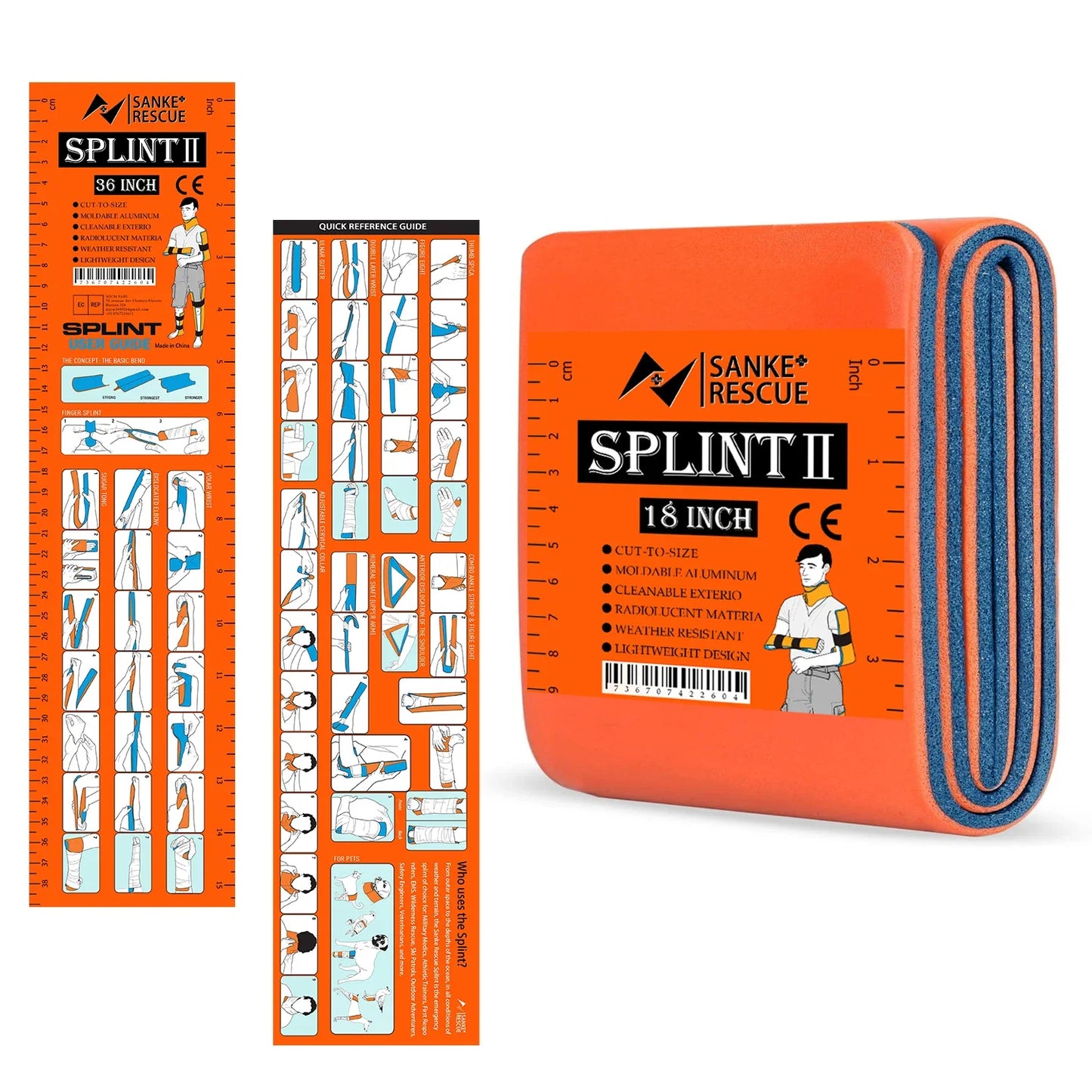 Aluminum First Aid Splint 18"/36" – Flexible, Waterproof & Reusable