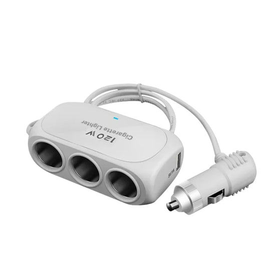 120W 3-in-1 Car Charger USB-C & USB Fast Charging Splitter Car Charger Splitter Peaceful Pleasures Health and Wellness WHITE