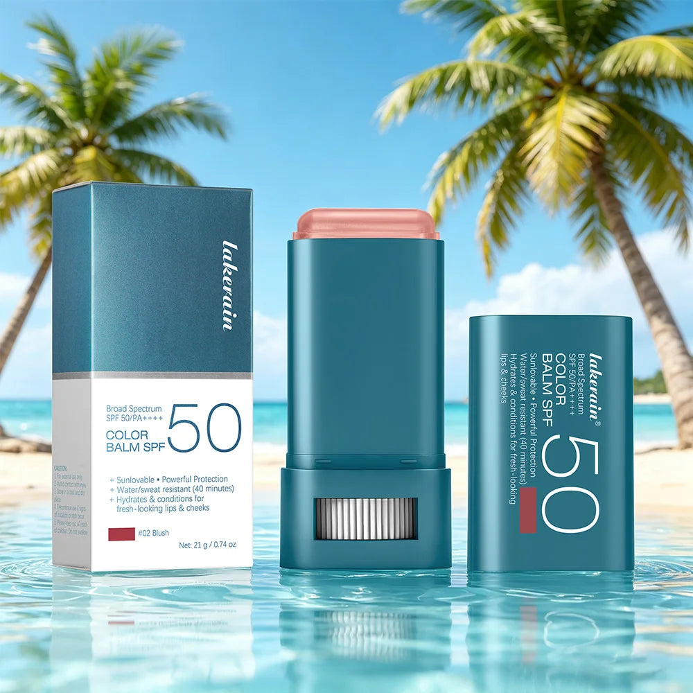 Lip & Cheek Color Balm SPF 50 Mineral Broad Spectrum Sun Protection Water Sweat Resistant Hydrating Long Lasting Buildable Blush Peaceful Pleasures Health and Wellness