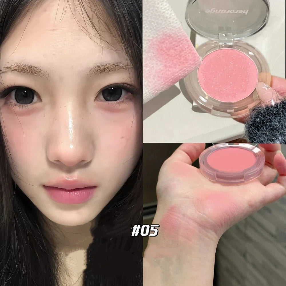 Peach Pink Blush Powder Palette – Matte & Shimmer Contour