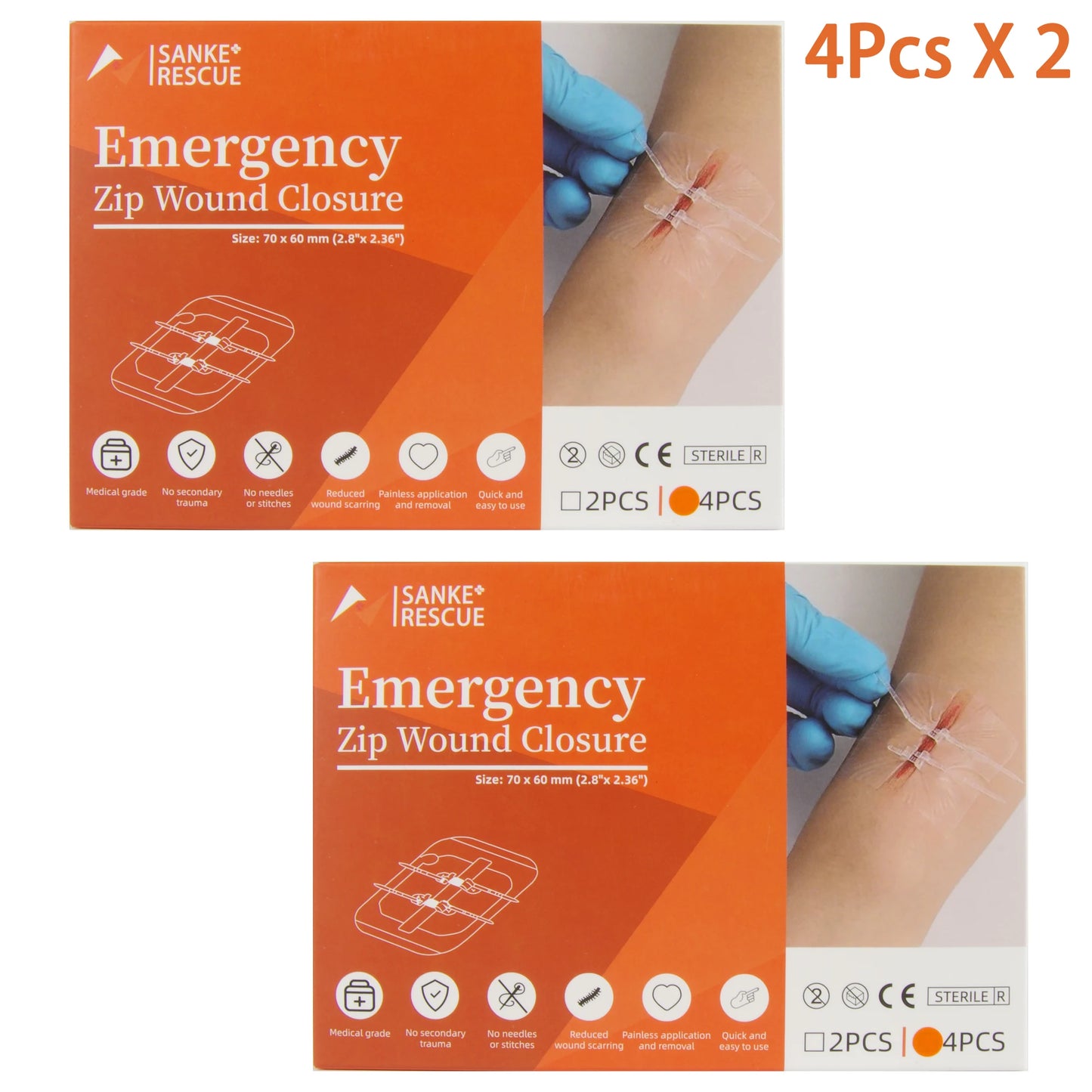 Zipper Band-aid Painless Wound Closure Device Suture-free Wound Dressing Patches Zip Suture Reducer Band Aid Peaceful Pleasures Health and Wellness 4Pcs In Box X 2