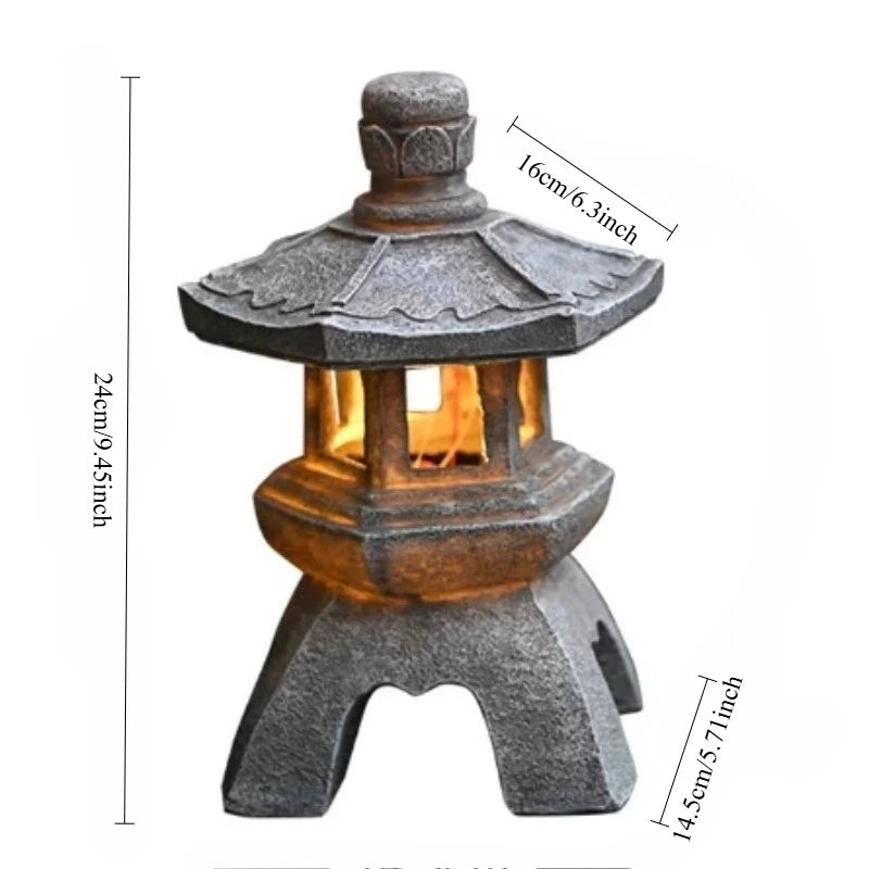 Solar Pagoda Garden Lamp | LED, Stone Veneer, Zen Décor
