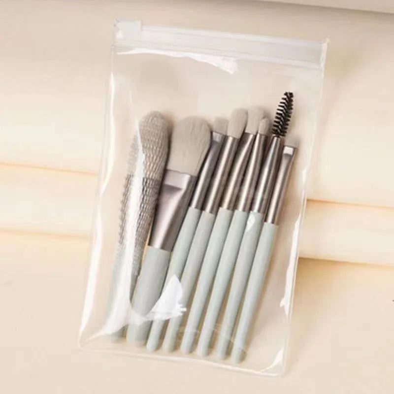 8-Piece Mini Macaron Soft Makeup Brush Set | Beginner Kit