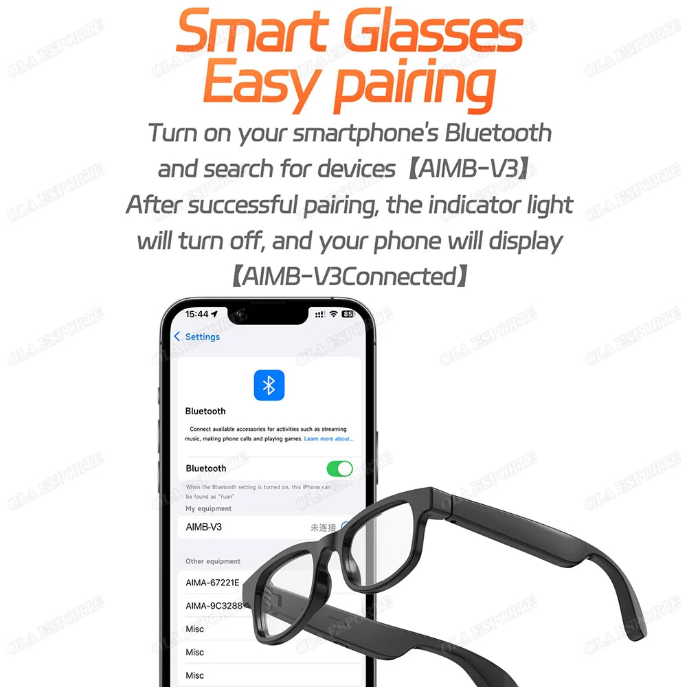 Smart Glasses AI Voice Assistant Bluetooth 5.3 & HD Camera