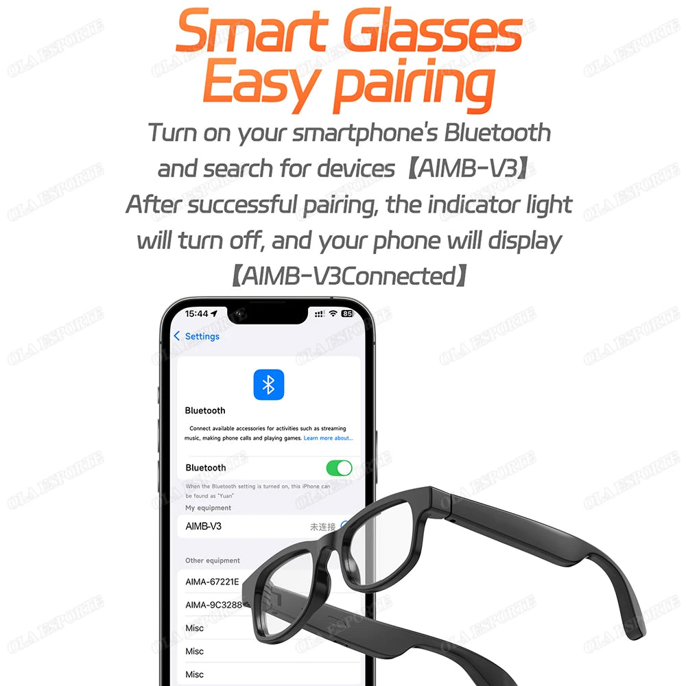 Smart Glasses AI Voice Assistant Bluetooth 5.3 HD Camera Sunglasses