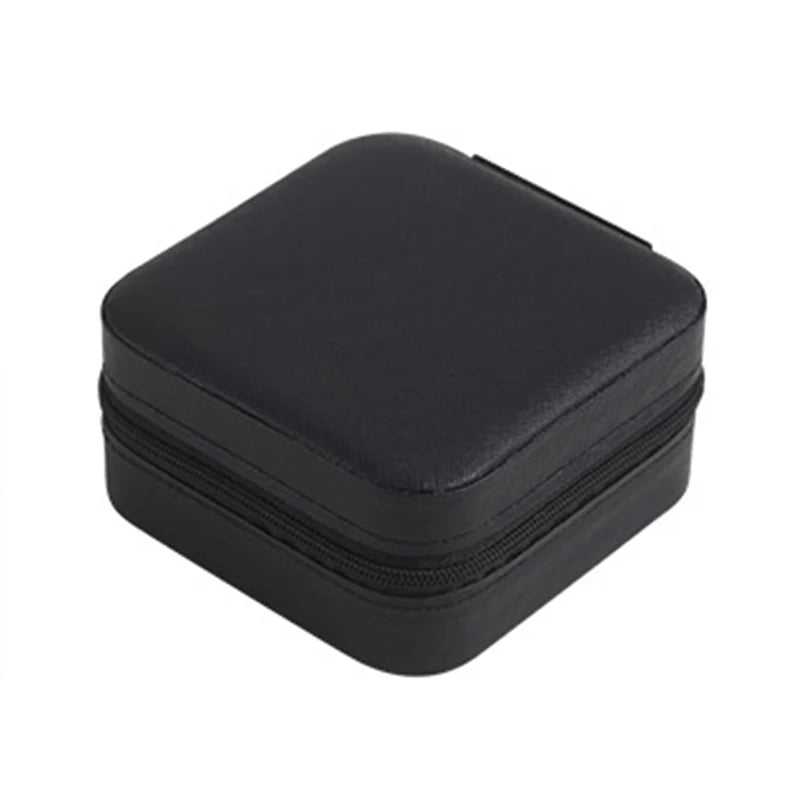 Mini Jewelry Storage Box Multifunctional Travel Jewelry Organizer Case for Stud Earrings Rings Necklaces Bracelets Peaceful Pleasures Health and Wellness black