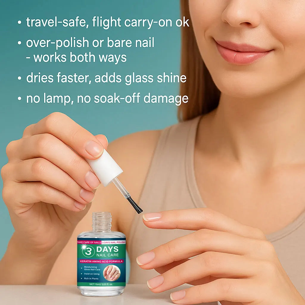3 Days Nail Care Oil Keratin Amino Acid Formula Fast Dry 90s Salon Shine No Chip Deep Moisture Nail Strengthener,15ml Peaceful Pleasures Health and Wellness