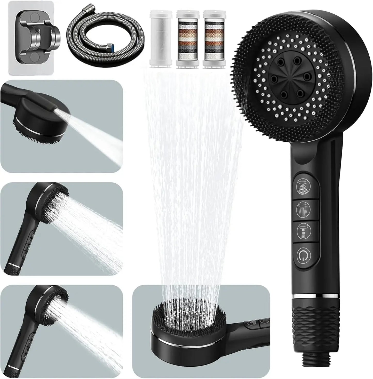 Filtered High-Pressure Handheld Shower Head | 4 Spray Modes