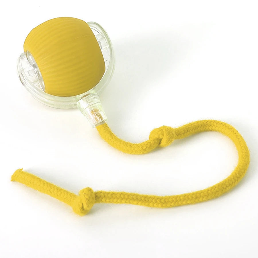 Smart Cat Toys Automatic Rolling Ball Fake Tail Rechargeable Electric Pet Interactive Toy Dog Cat Training Imitate Mouse Tail Peaceful Pleasures Health and Wellness Yellow