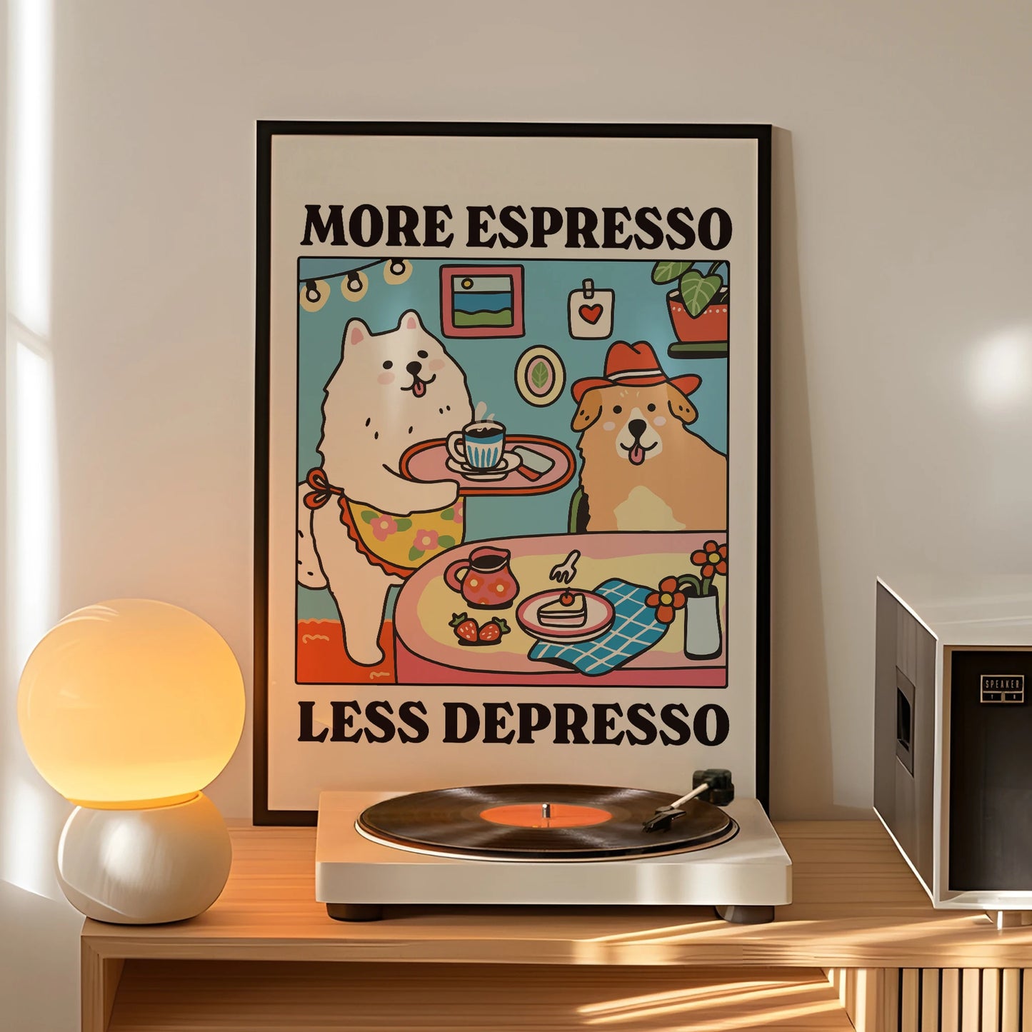 More Espresso Less Depresso Cartoon Dog Wall Art Prints Canvas Painting Poster Picture For Living Children Room Home Decor Gift Peaceful Pleasures Health and Wellness