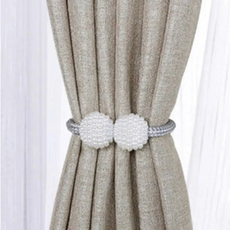 2PCS Large Pearl Curtain Tieback Buckle Modern Simple Curtain Strap Rope No Punch Window Decoration Accessories Peaceful Pleasures Health and Wellness