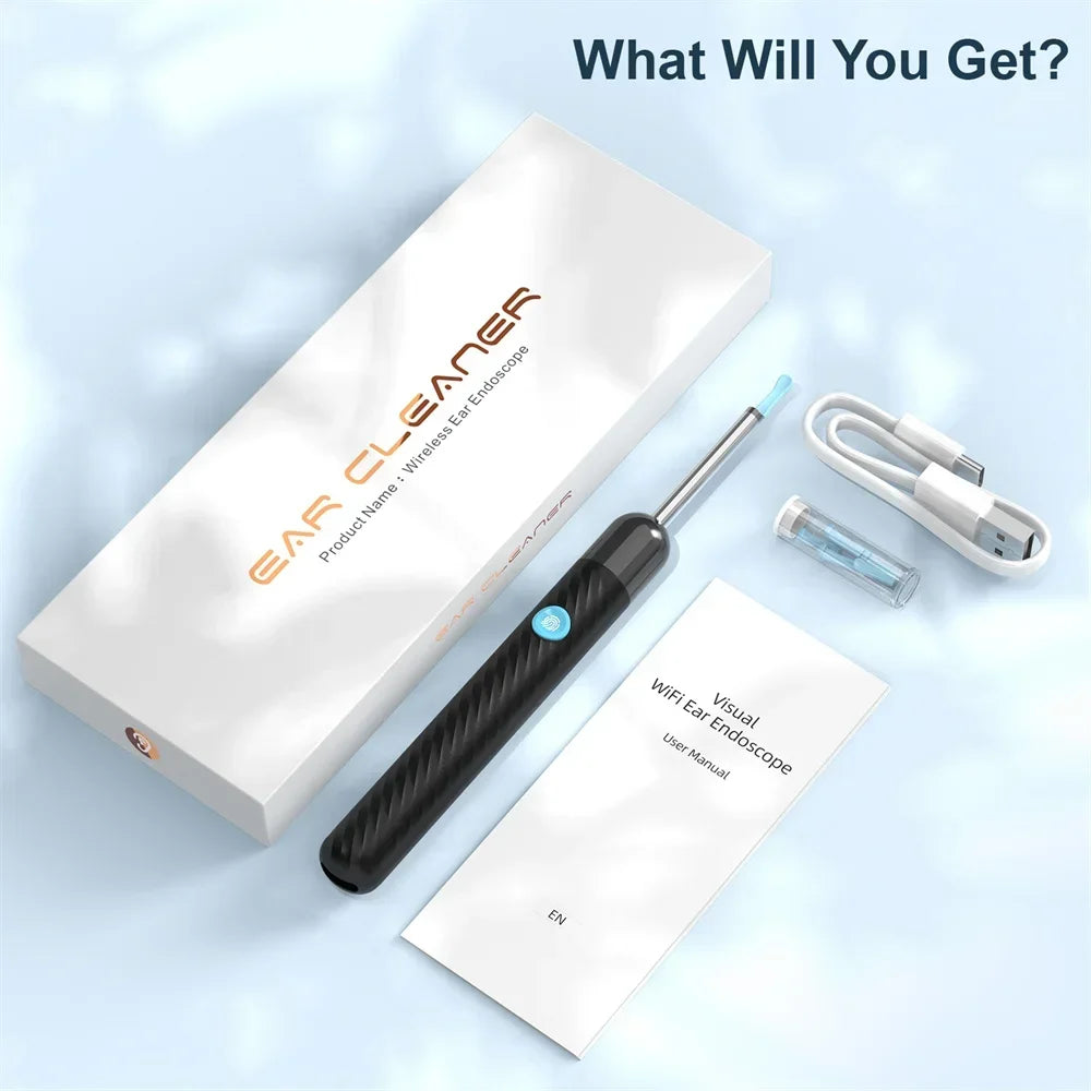1Set Ear Cleaner with Camera HD Wireless Earwax Remover LED Lights Waterproof Otoscope Ear Wax Removal Kit for Ios Android Peaceful Pleasures Health and Wellness